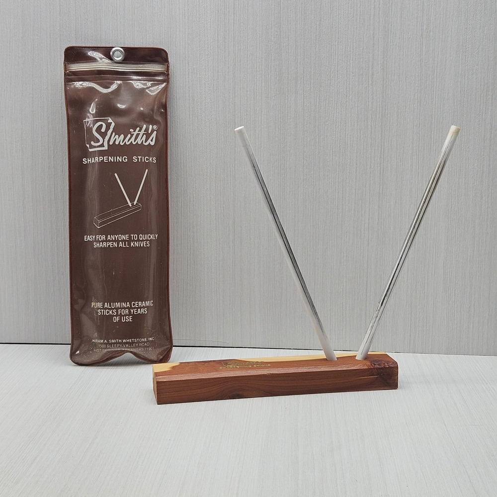 Smiths Sharpening Sticks Ceramic Rods with Cedar Wood Base and Storage Pouch